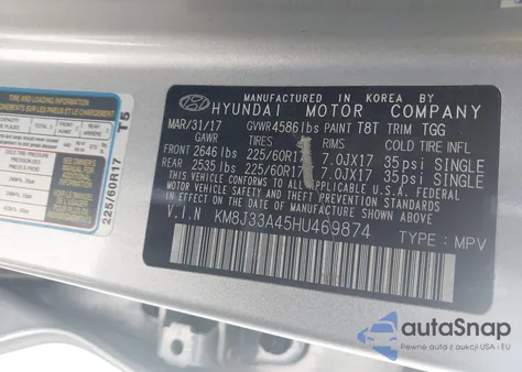 2017 Hyundai Tucson Se z USA, uszkodzony, nr VIN KM8J33A45HU469874